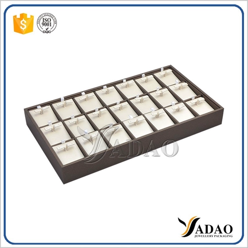 pu leather cover stackable wooden earring display tray jewelry showcase earring display