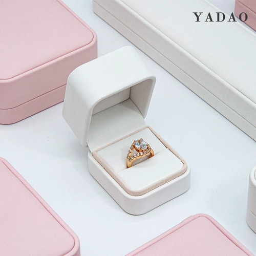 ready to ship | candy pink pu leather jewelry packaging round corner design cute box for 925silver packaging