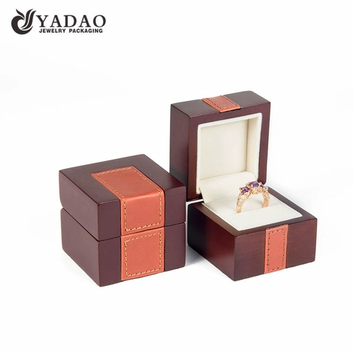 simple but special matte finish wholesale with leather elements customized  wooden box for luxury jewelry packing
