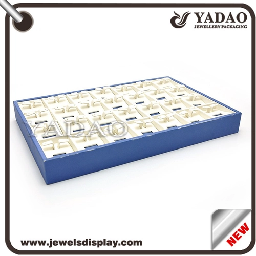 stackable pu leather cover  wooden earring display tray jewelry showcase earring display