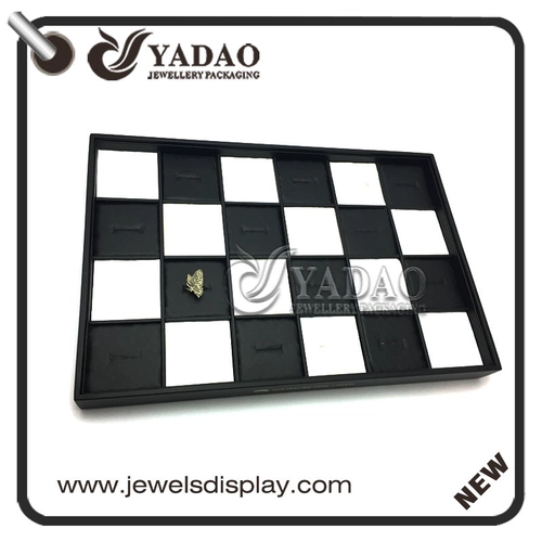 stackable wooden jewelry display tray slot ring display tray with changable sponge insert for rings 