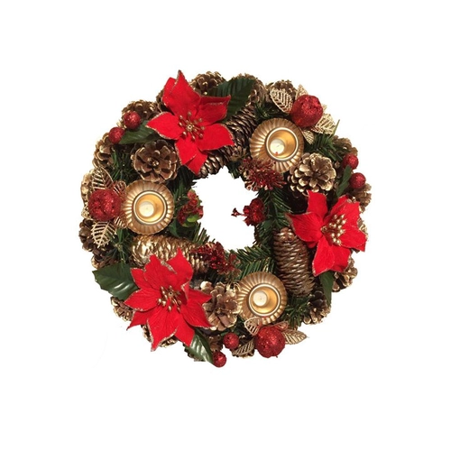 12" Candle holder wreath for christmas decoration