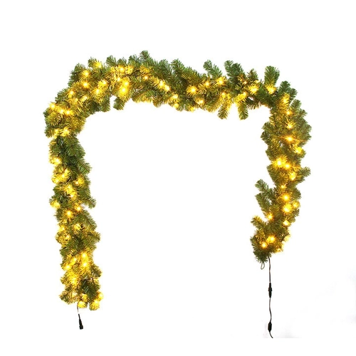 Green Color PVC Christmas Garland with lights