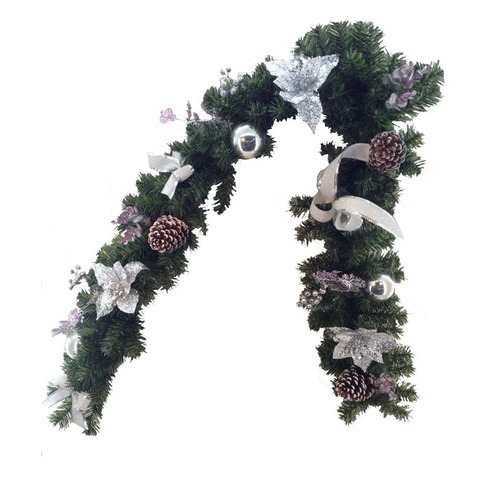 Xmas garland with glitter flower
