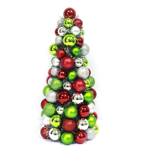 Chine mini arbre d'ornement de bille de Noël en plastique avec le clinquant fabricant