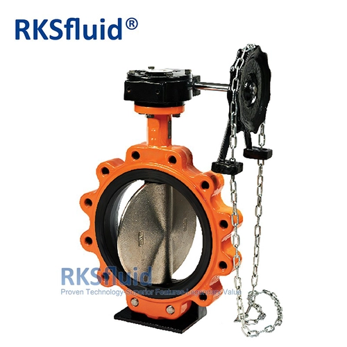 China Factory API Ductile Cast Iron DN200 WAFER LUG ประเภทวาล์วผีเสื้อกับวงล้อลูกโซ่