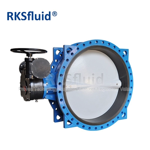 DIN3302 อีพ็อกซี่เคลือบเหล็กดัดยืดหยุ่นที่นั่งสองหน้าแปลนผีเสื้อวาล์ว DN600 DN800 DN1000