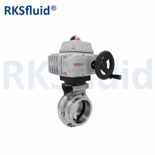 Válvula elétrica do motor de aço inoxidável sanitário da válvula de borboleta SS304 / SS316 de qualidade higiênica para a fabricação de alimentos / bebidas / produtos químicos