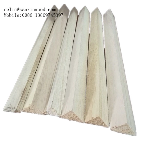 3/4 " x 3/4" Wood Chamfer Paulownia Triangle Wood Strips