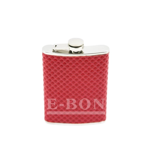 China Brand New Stainless Steel Hip Flask Red Leather Cover EB-HF003 manufacturer