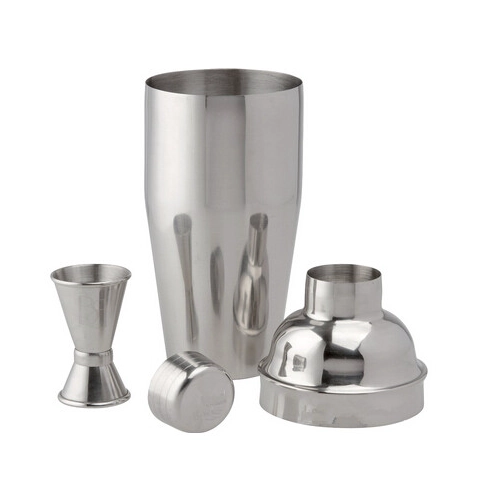 China Stainless Steel Cocktail Shaker Set with Jigger and Strainer manufacturer