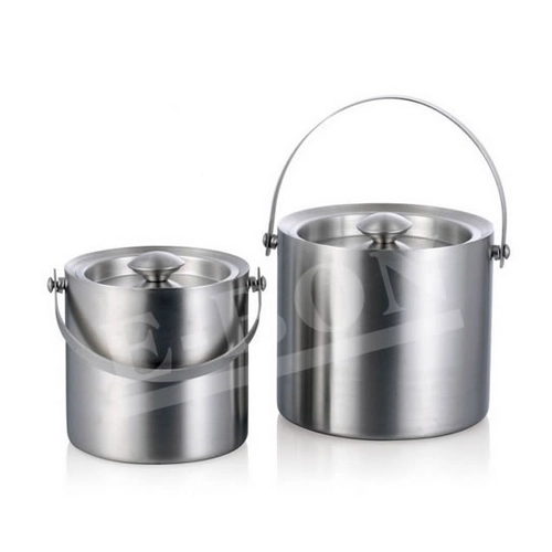 China Double-Wall Stainless Steel Ice Bucket with Lid and Handle manufacturer