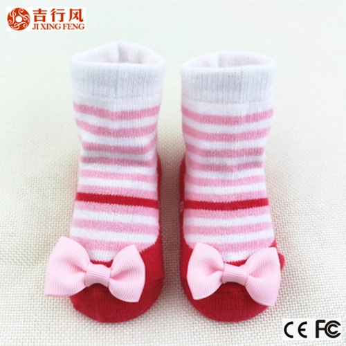 Exportadores en China mejor para banda estilo calcetines del bebé con lazo, de algodón, para 0-6 bebés de meses