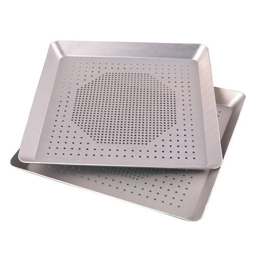China Square Perforated Pizza Crisper Pan Baking Tray manufacturer