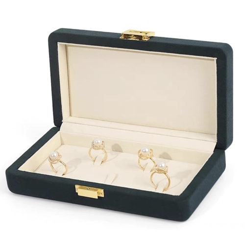 China Green color festival jewelry packaging collection microfiber ring storage box case manufacturer
