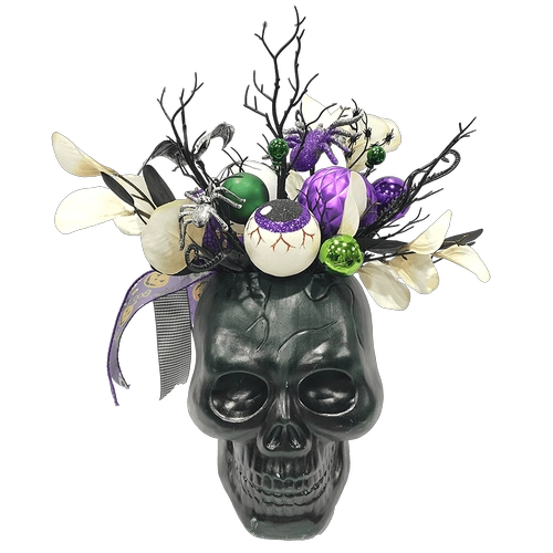 Cina Senmasine Teschi di Halloween con fiocco nero Foglie artificiali Fiori di rosa Teste di scheletro produttore