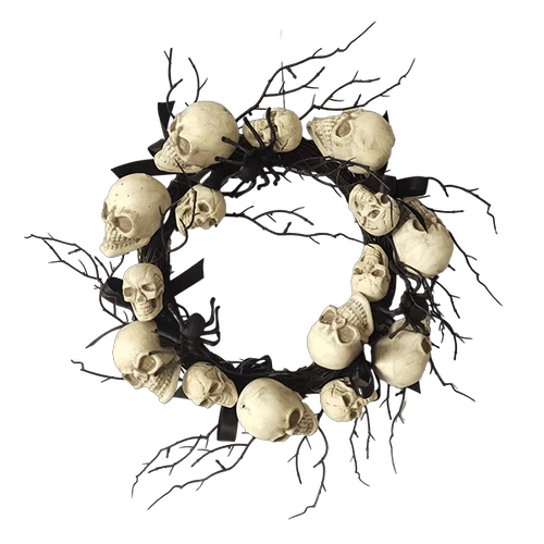 China Senmasine Skull Halloween Wreath with Grapevine spider bows Black Dead Branch manufacturer