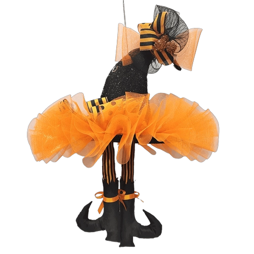 China Senmasine 22 inch glitter Halloween-hoed met heksenpoot oranje gaas voordeur thuis hangende decoratie fabrikant