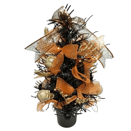 Senmasine Halloween-ingemaakte boom met glitterboog Kunstmatige groene bladeren Oranje bessen Spooky Eye-tafeldecoratie
