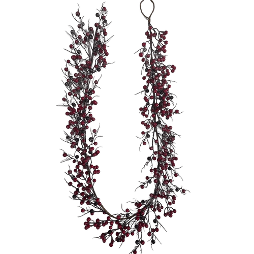 Ghirlanda di bacche rosse Senmasine da 1,8 m per la decorazione natalizia da appendere alla parete della porta d'ingresso invernale della fattoria