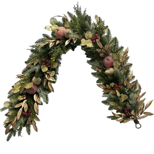 Senmasine 72 インチ人工クリスマスフルーツガーランド階段暖炉吊り下げ装飾用