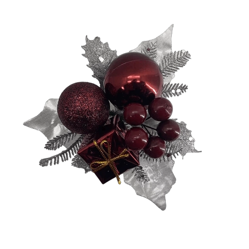 China Senmasine Christmas Berries Picks With Glitter Baubles Pinecones Artificial Leaves Decoration manufacturer