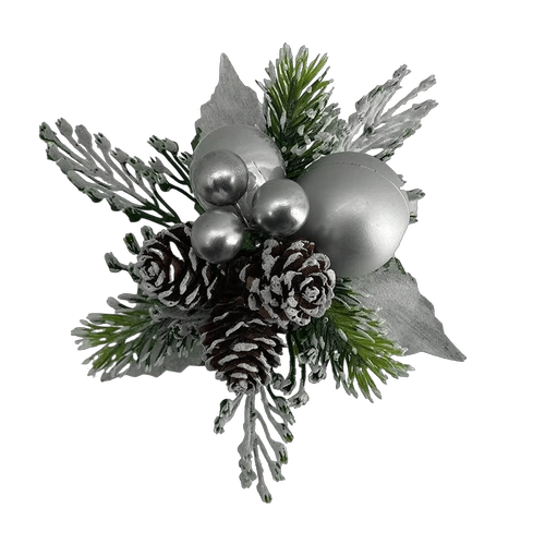 Senmasine - Púa navideña esmerilada con piñas brillantes, pino artificial, decoración navideña de invierno