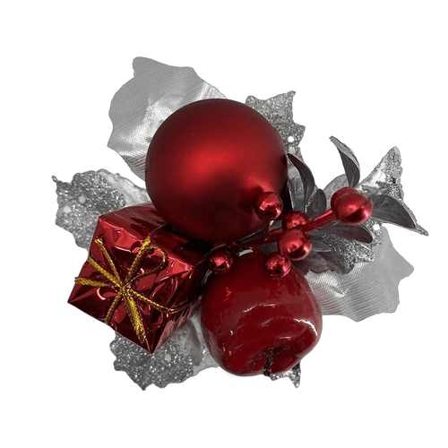 Senmasine Feliz Navidad Pick con hojas de brillo artificial ramas bola de Navidad caja de regalo decoración de invierno