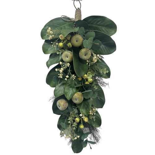 Senmasine ghirlanda artificiale mista mela fico foglie verdi ghirlande primaverili decorazione da appendere alla porta d'ingresso