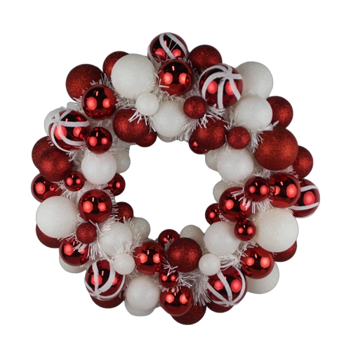 Senmasine 40 cm bal kerstballen krans voor kerstvakantie voordeur hangende decoratie rood witte snoepkransen