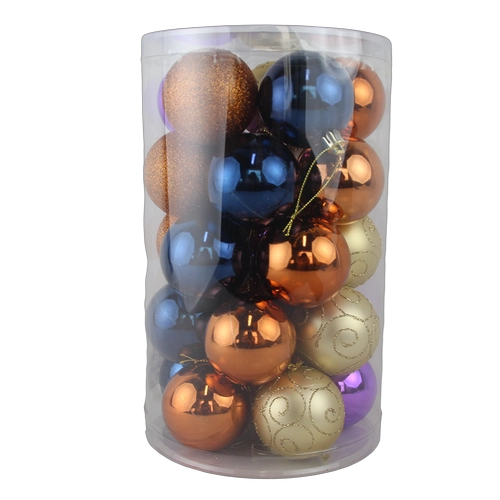 Senmasine 25pcs christmas balls plastic hanging ornaments 60mm blue champagne gold xmas decoration gifts