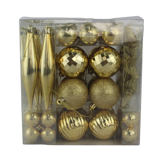 Senmasine 50pcs christmas ball ornaments for tree hanging gold plastic shatterproof ornaments xmas decor
