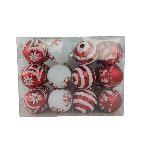Senmasine 24pcs balls christmas shatterproof red white baubles sets holiday party home hanging decor ornaments