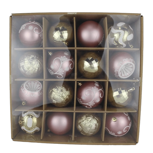 Senmasine plastic ball christmas ornaments 16pcs pink gold baubles sets holiday party festival decoration gifts