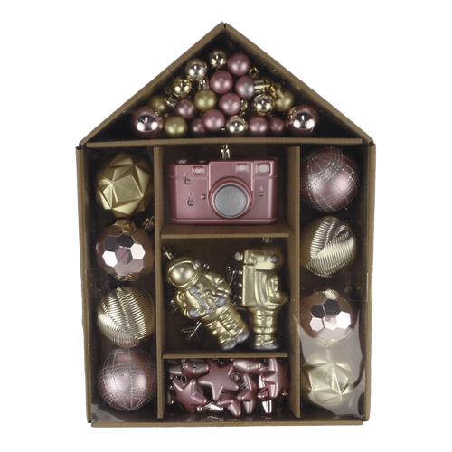 Senmasine Christmas ornaments ball sets for tree hanging decoration gold pink astronaut camera baubles