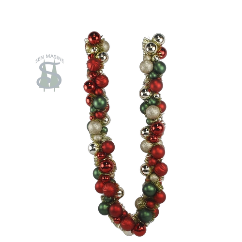 Senmasine – guirlandes de boules de 6 pieds avec guirlandes, ornements de boules dorées, rouges et vertes, pour porte d'entrée, festival, décoration suspendue pour la maison