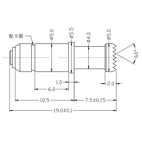 China SFENG Spring Contact Pin Dowel Pins Guide Pin dia.5.0x19.0-H5.0 manufacturer