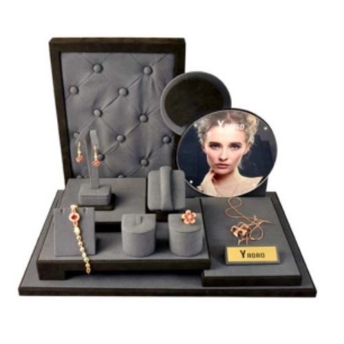 Luxury high end new design gray microfiber jewelry display set