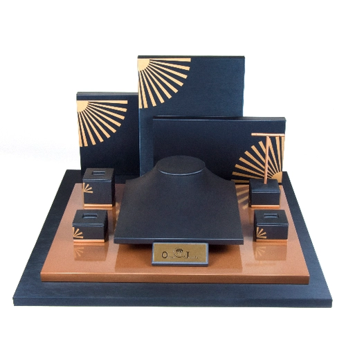 Yadao luxury high end blue leather jewelry display set