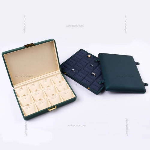 new arrival store showcase display storage ring necklace tray jewelry packaging travel case button closure