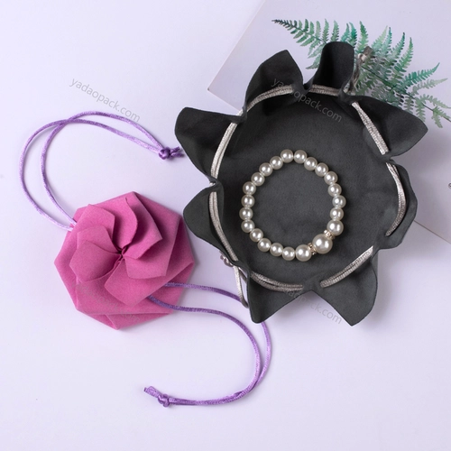unique design pouch bag flower shape Christmas gift bag jewelry packaging bag microfiber gift pouch bag drawstring closure 