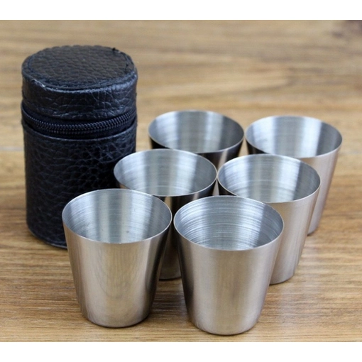 6 Stück 30ml Cups Set Edelstahl Cups Wein Bier Whisky-Becher