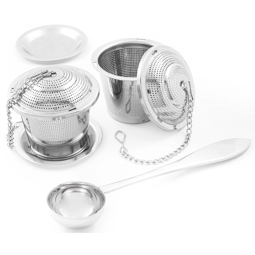 Beautiful Design Stainless Steel Tea Infuser With Tea Scoop and Drip Tray