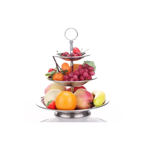Fashion drie lagen roestvrij staal fruitschaal