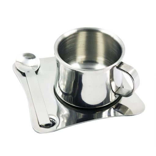 Acciaio inossidabile 150ml Espresso Tazza Piattino Spoon Set EB-C61