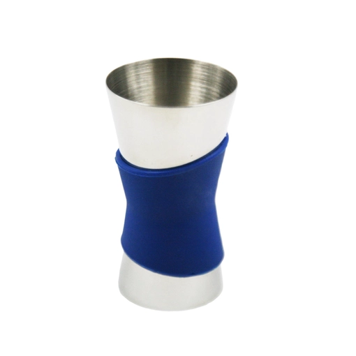 Stainless Steel Jigger with blue silicone Bar Measuring cup Bar tools  EB-BT48