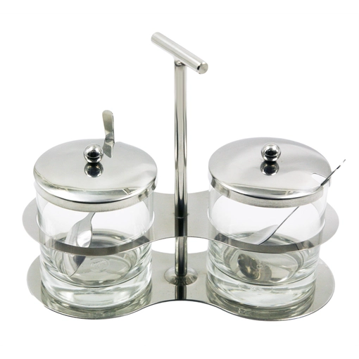 Edelstahl Glas Gewürz Caddy 2pcs Set EB-CC003