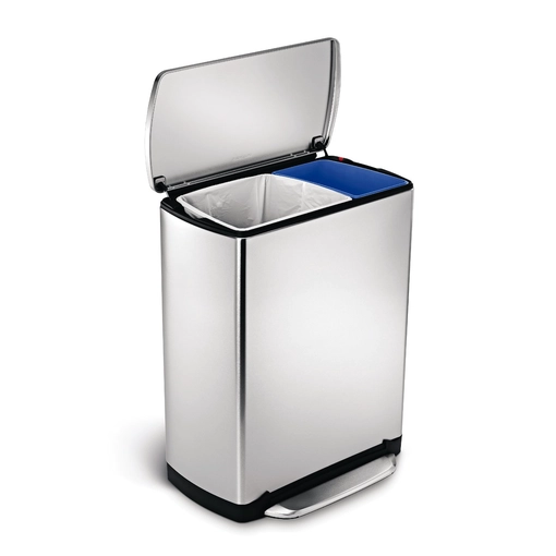 Wide-Passo Passo retangular Trash Can Recycler, Aço Inoxidável rubbshi pode EB-P0072
