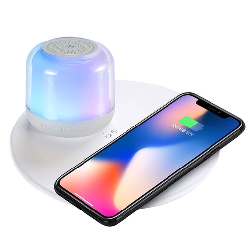 カラフルなライト Bluetooth スピーカー (ワイヤレス充電器付き)