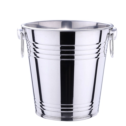 Mirror Polished Stainless Steel Ice Bucket with Ring Handles